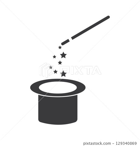 Wand Magic hat icon vector template Wand Magic hat icon vector template 129340869