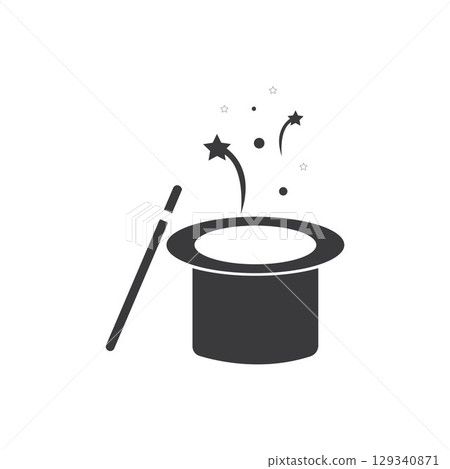 Wand Magic hat icon vector template Wand Magic hat icon vector template 129340871