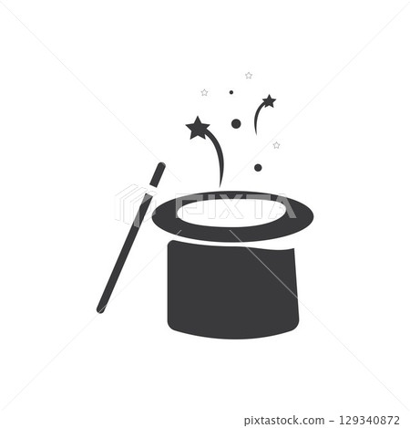 Wand Magic hat icon vector template Wand Magic hat icon vector template 129340872