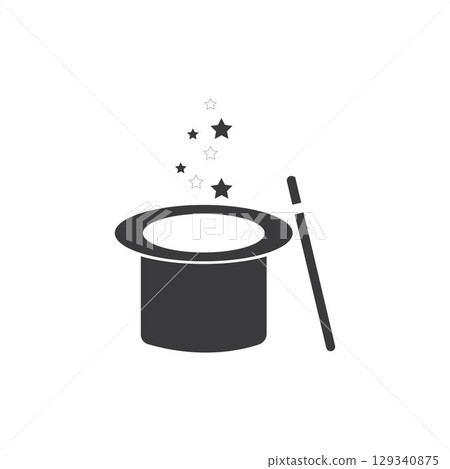 Wand Magic hat icon vector template Wand Magic hat icon vector template 129340875