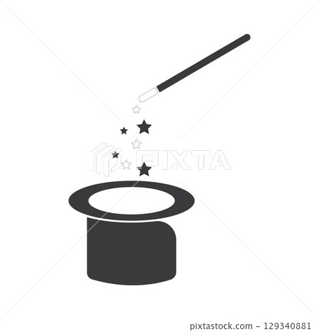 Wand Magic hat icon vector template Wand Magic hat icon vector template 129340881