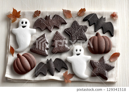 Cutely decorated Halloween baked goods 129341518