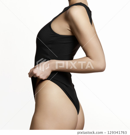 back of beautiful body young woman in underwear back of beautiful body young woman in underwear 129341763