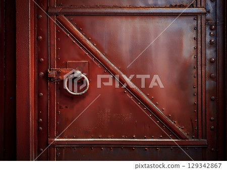 Red iron door 129342867