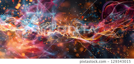 3D rendering of abstract technology concept, Digital data tunnel, datacenter - Ai generated 129343015