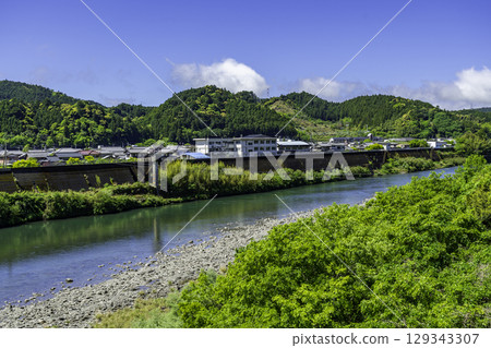 Naka Town, Naka River and the townscape around Washiki, Naka Town, Tokushima Prefecture 129343307