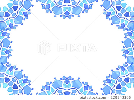 藍色和淺藍色的曼陀羅框架 藍色和淺藍色的曼陀羅框架 129343396