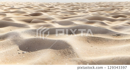 Sand beach with waves and bokeh effect, 3d rendering - Ai Generated 129343397
