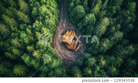Timber logs are neatly stacked in a clearing amidst a lush green forest, showcasing the contrast between the logs and surrounding foliage. Timber logs are neatly stacked in a clearing amidst a lush green forest, showcasing the contrast between the logs and surrounding foliage. 129343536