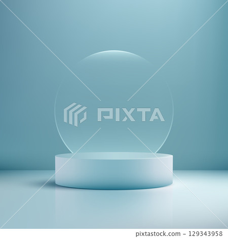 background podium abstract blue modern minimalist product display design scene with clean studio template platform for branding mockup presentation and cosmetic showcase 129343958