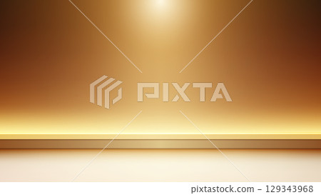 luxury background stage with bright spotlight in golden brown studio elegant shelf illuminated for product display modern showroom presentation and stylish branding concept photography 129343968