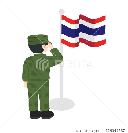 Soldier Saluting the Flag of Thailand Soldier Saluting the Flag of Thailand 129344287