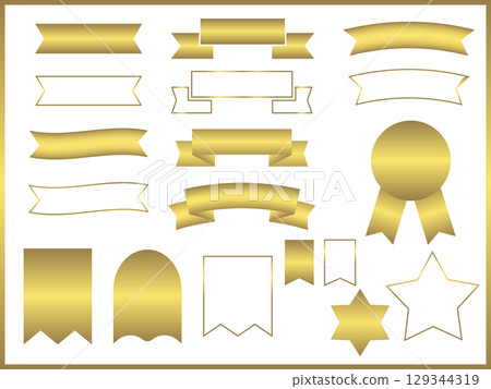 A set of simple gold ribbons 129344319