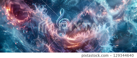 Colorful music notes background with space for your text, Musical Background - Ai Generated 129344640