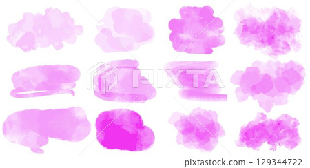 Set of soft pink watercolor translucent spots Set of soft pink watercolor translucent spots 129344722