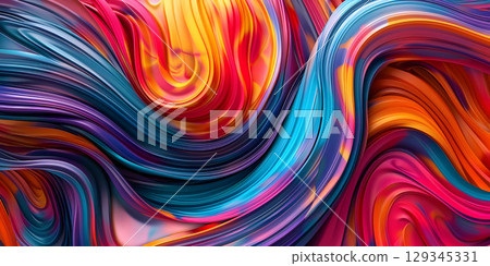 3d rendering of colorful abstract background in modern style, Colorful liquid flow - Ai Generated 129345331