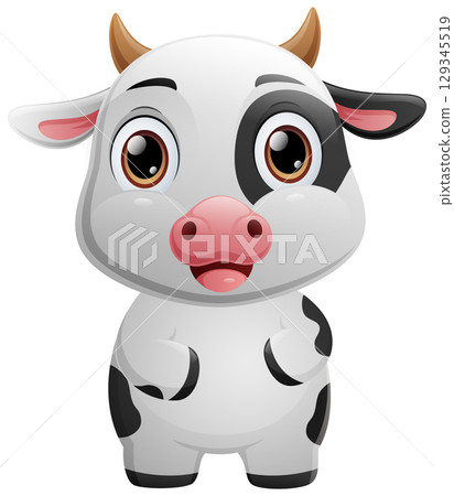 Cute cow cartoon isolated on white background Cute cow cartoon isolated on white background 129345519