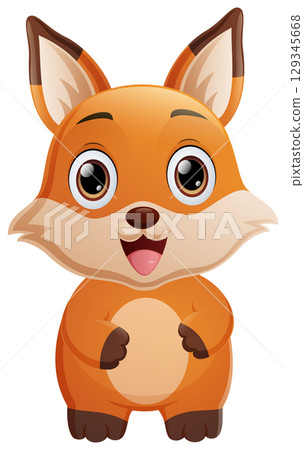 Cute fox cartoon isolated on white background 129345668