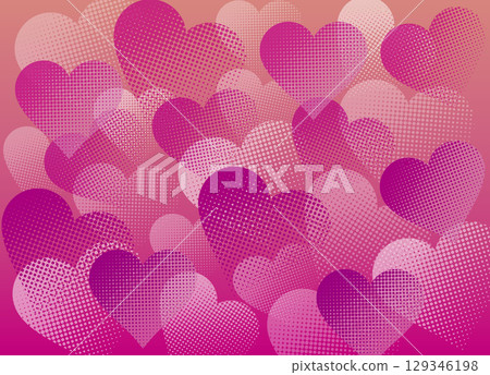 Overlapping hearts made of dots, pink 129346198