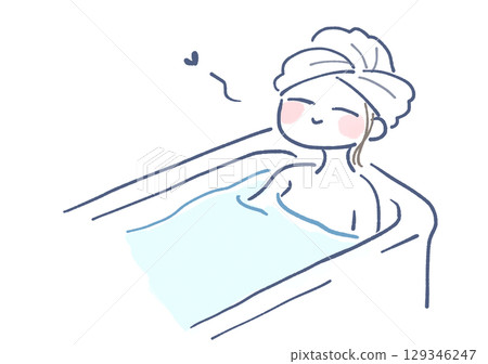 一位女士在浴缸中放鬆的插圖 一位女士在浴缸中放鬆的插圖 129346247