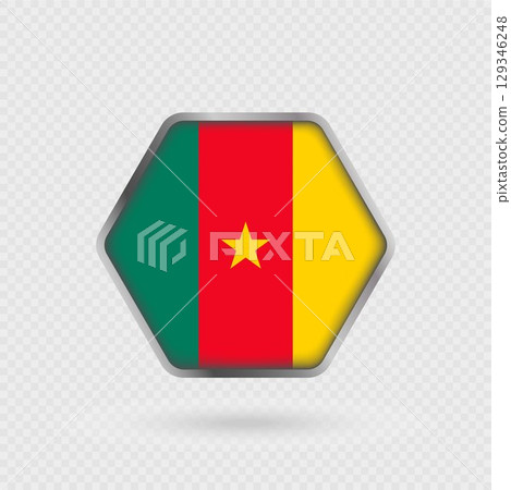 Cameroon flag in a hexagon frame. Cameroon flag in a hexagon frame. 129346248