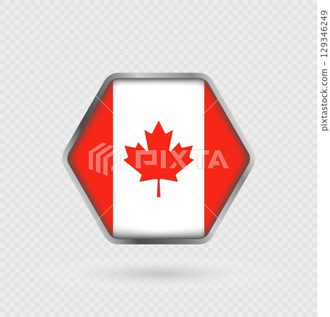 Canada flag in a hexagon frame. Canada flag in a hexagon frame. 129346249