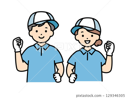 Moving company delivery staff contractor men and women upper body illustration material Moving company delivery staff contractor men and women upper body illustration material 129346305