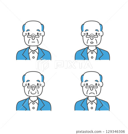 Grandpa with Glasses, 4 Expressions 129346306