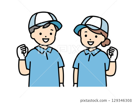 Moving company delivery staff contractor men and women upper body illustration material Moving company delivery staff contractor men and women upper body illustration material 129346308