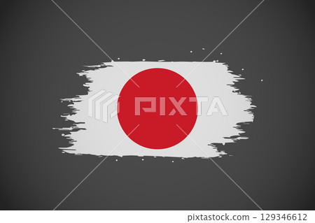 Japan Flag with Artistic Brushstroke Effect. 129346612