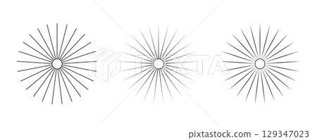 Abstract illusion geometric radial circle lines. Spokes with radiating stripes. Editable stroke. 129347023