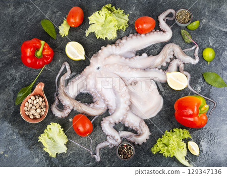 Whole frozen octopus. Whole frozen octopus. 129347136