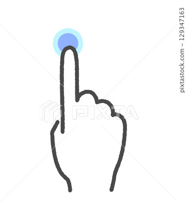 Hand-drawn icon of a hand touching a button with an index finger - Tap or long press gesture illustration material Hand-drawn icon of a hand touching a button with an index finger - Tap or long press gesture illustration material 129347163