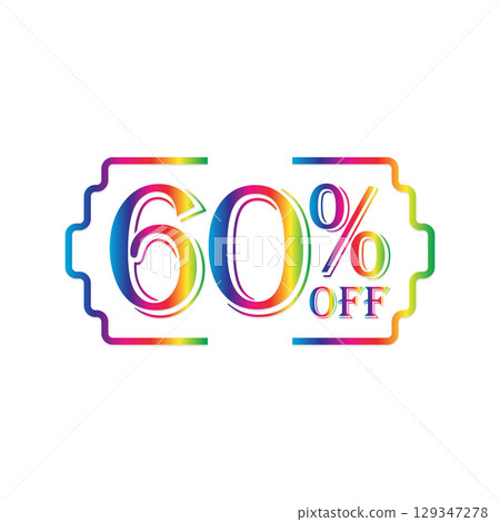 Colorful 60% Off Discount Graphic 129347278