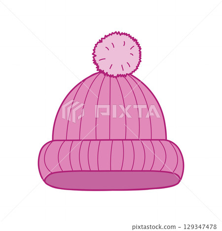 Cute Pom-Pom Beanie Hats in Soft Pink Color Cute Pom-Pom Beanie Hats in Soft Pink Color 129347478