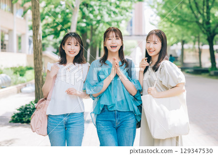 Three female college students Three female college students 129347530