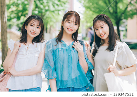 Three female college students 129347531