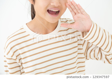 Junior high school girls cheering 129347597