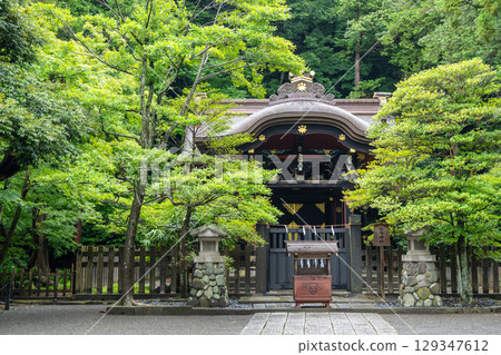 Shirahata Shrine at Tsurugaoka Hachiman-gu in Kamakura, Japan 129347612
