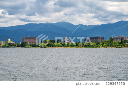 View of Nagahama Castle from Lake Biwa 129347650