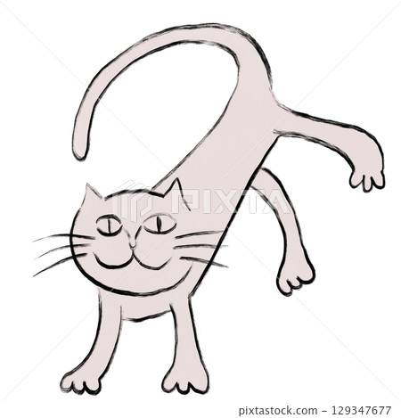 Unique cat line drawing illustration (transparent PNG) 129347677