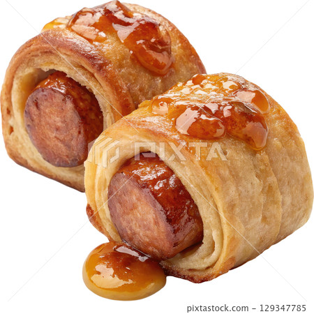 Autumn Baked Sausage Pastry Bites 129347785