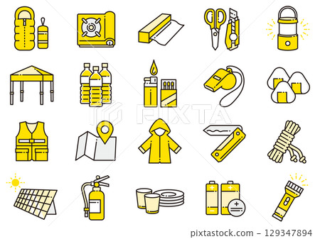 災害及防災圖標 03 防災圖標 災害及防災圖標 03 防災圖標 129347894