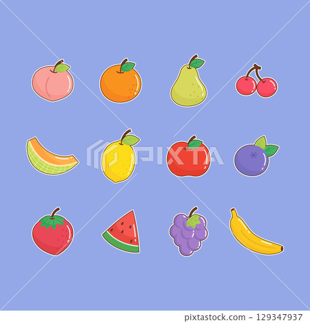 isolated mixed fruit elements 129347937