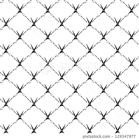 Scissors Hair Salon seamless pattern. Vector graphic line ink illustration. Barbershop and beauty salon background. Hairdresser black scissors on white background Scissors Hair Salon seamless pattern. Vector graphic line ink illustration. Barbershop and beauty salon background. Hairdresser black scissors on white background 129347977