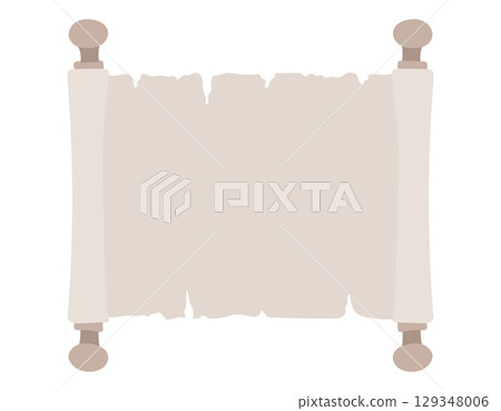 Beige vector illustration of an old Scroll with soft edges and handles. Art of retro blank paper for invitations, fairytale designs, treasure maps, or historical fantasy themes. Drawing for kids. Beige vector illustration of an old Scroll with soft edges and handles. Art of retro blank paper for invitations, fairytale designs, treasure maps, or historical fantasy themes. Drawing for kids. 129348006