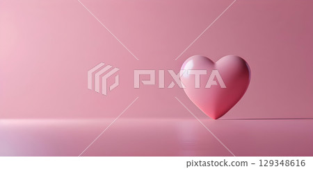Pink heart on pink background, Valentine's day concept, Love Background - Ai Generated 129348616