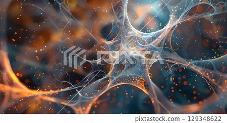 3d rendering of neuron cells in the brain. Medical science background - Ai Generated 129348622