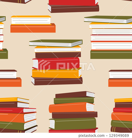 Seamless stack of books background.  129349089