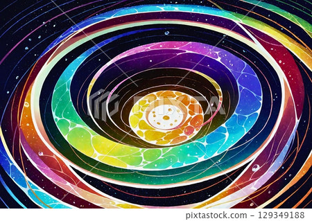 帶有宇宙彩虹漩渦的彩色星系插圖 129349188